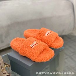 Lambs Bottomed Woolen Soled Embroidered Shearling Shoes Balencaiiga Sandals Thick Slipper Women's Letters Sandal Flat b Casual Home Furry New QXA5