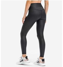 lu02 gilded nude leather yoga pants women039s leggings high waist tight elastic sports fitness leggins gym clothes running work5953201