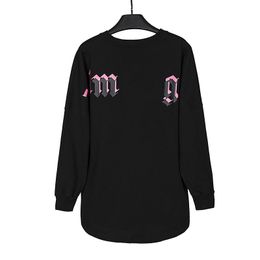 High quality trendy brand PA with letters printed on the back, bat sleeve, men's and women's loose fitting long sleeved T-shirt, cotton pullover, long sleeved top bottom