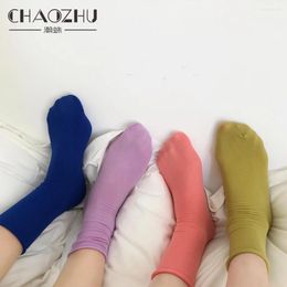 Women Socks CHAOZHU Spring Summer Thin Fashion 28 Colour Loose Neon Bright Street Long Cool Students Office Lady Female Sox