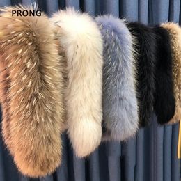 Scarves 100 Real Fur Collar Luxury Warm Natural Raccoon Scarf Women Genuine Large Shawl Male Jacket Coat 231030