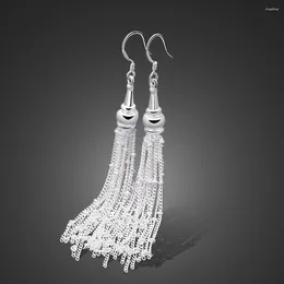 Dangle Earrings Fashion 925 Sterling Silver Long Tassel For Women Design Elegant Lady Accessories Solid Jewelery Gifts