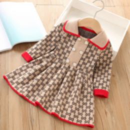 Baby Girls Knitted Dresses Girls Long Sleeve Sweater Princess Dress Kids Autumn Winter Knitting Dress BH76