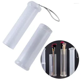Коробки для хранения, 1 шт., прозрачный пластиковый выдвижной держатель для карандашей, регулируемая высота, цилиндр для кистей для макияжа с крышкой, пылезащитная косметическая коробка