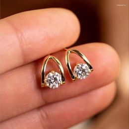 Stud Earrings 18K Yellow Gold Plated Moissanite For Women 1ct S925 Silver Men D Colour VVS1 Round Lab Created Diamond