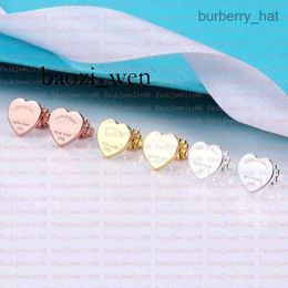 Designer Heart Earring Women Rose Stud Couple Flannel Bag Stainless Steel 10mm Thick Piercing Jewellery Gifts Woman Accessories