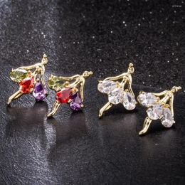 Stud Earrings Selling Multicolour Cubic Zirconia For Women Girl Charming Ballet Dancer Fashion Accessories