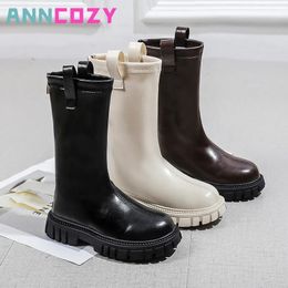 Boots Girls High 2023 Autumn and Spring Leather Shoes Children s Fashion Japanese Style Princess CatwalkSimple Non s 231030