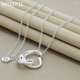 Pendants 925 Sterling Silver 18 Inch Chain Double Heart Pendant Necklace For Women Wedding Engagement Fashion Charm Jewellery