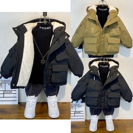 Jackets 3-8 Years Old Winter Keep Warm Boys Jacket Padded Lining With Velvet Hooded Heavy Coat For Kids Children Birthday Present