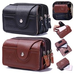 Waist Bags Pu Vintage Pack Multi-Function Phone Coin Bag Unisex The Belt Outdoor Small Wallet Men Women