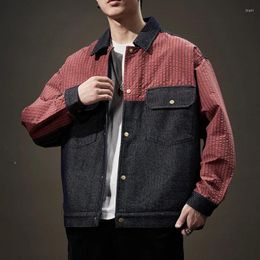 Men's Jackets Fall Fashion Denim Jacket Color Patchwork Work