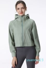 Long Sleeves Outfit Solid Color Back Zipper Gym Jackets Shaping Waist Tight Fitness Jogger Outfit Sportswear For Lady