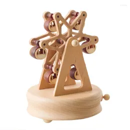 Decorative Figurines Romantic Rotating Wooden Music Box Handcraft Collection Home Decorations Gifts