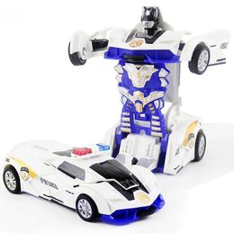 Action Toy Figures One key Automatic Transform Robot Car Model for Boys Children Plastic Funny Deformation Vehicles Kid 231030