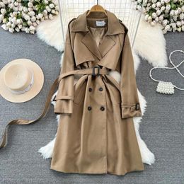 Women's Trench Coats SuperAen Autumn Winter 2023 Korean Suit Collar Coat Dress Casual And Fashion Long Women