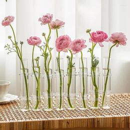 Vases Nordic Glass Test Tube Hydroponic Vase Home Decoration Water Raised For Flowers Aesthetics Jarrones Decorativos Moderno