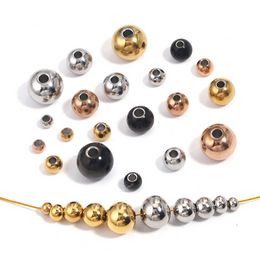 Stainless Steel 3 4 5 6 8 10mm Plated Gold Black Spacer Beads Charm Loose Beads DIY Bracelets Beads for Jewellery Making Wholesale Fashion JewelryBeads