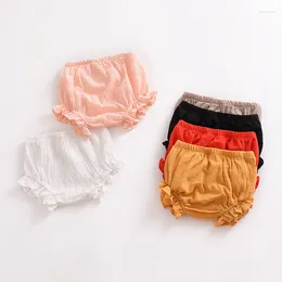 Shorts Summer Toddler Baby Girls Solid Colour Cotton Triangle Casual PP Pants Cute Ruffled Bead Beach Clothing