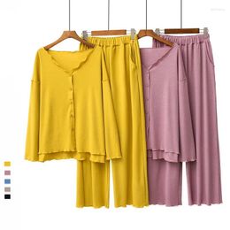 Women's Sleepwear Pyjamas Set Edible Tree Long Sleeve Pyjamas Autumn Cotton Homewear Clothes Loose Nightwear