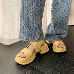 Sandals Elastic Band Round Toe Women Shoes Heeled Sandalias Casual Chaussures Femme Solid Zapatos Mujer Summer Chunky Heels 2023