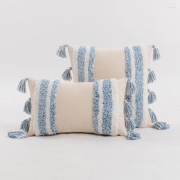 Pillow Tufted Cover Stripe 45x45cm/30x50cm Blue Grey Home Decoration For Sofa Bed Chair Living Room