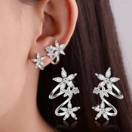 Stud Earrings Fashion 925 Sterling Silver Butterfly Star Flower Shiny CZ Zircon Pendientes Oorbellen Boucle D'oreille Gift