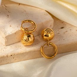 Stud Earrings 18K Gold Plated Tarnish Free Chunky Lips Shape Orb Stainless Steel Waterproof Accessor Jewelry Women