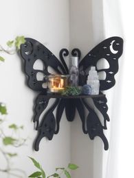 Christmas Decorations Crystal Wall Shelf Wooden Butterfly Lotus Moth Stone Stand Hanging Display Boho Home Decoration Room Decor 231030