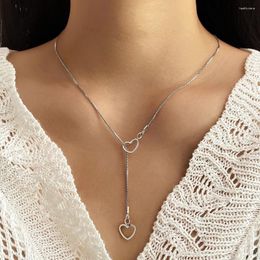 Pendant Necklaces Simple Hollow Heart Necklace For Women Girls 2023 Trend Choker Gold Colour Chain Wedding Party Friends Jewellery Gift