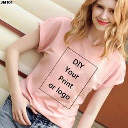 Magliette da donna personalizzate stampate casual rosa Top T-shirt Harajuku donne fai da te come Po o logo T-shirt moda abbigliamento femminile personalizzato