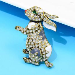 Brooches Female Fashion White Crystal For Women Luxury Yellow Gold Color Enamel Alloy Animal Brooch Safety Pins