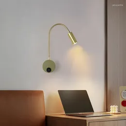 Wall Lamp LED Flexible Lights With Switch Sconce In The Bedroom Black Reading For Bedside Room