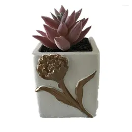 Baking Moulds Small Square Cement Flower Pot Silicone Molds DIY 3D Pattern Concrete Cactus Planter Mould