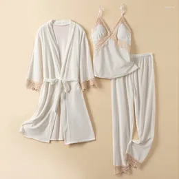 Women's Sleepwear Loose Home Clothes Lounge Wear Velour Female 3Pcs Pyjamas Set Kimono Bathrobe Gown Pijamas Suit Autumn Winter Velvet
