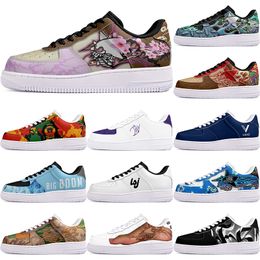 DIY shoes winter fashionable lovely autumn mens Leisure shoes one for men women platform casual sneakers Classic White Black cartoon graffiti trainers sports 21185