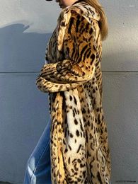 Women's Fur Winter Long Warm Jacket Thick Leopard Fluffy Faux Coat Women Tiger Print Runway Loose Luxury Designer Clothing