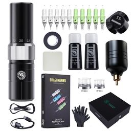 Tattoo Machine Dragonhawk Kit Complete Pen Wireless TypeC Quickly Charge Battery Ink Set Supplies 231030