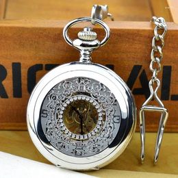 Pocket Watches High Quality Hollowed Flower Mechanical Watch Vintage Men Gift Collection With Chain