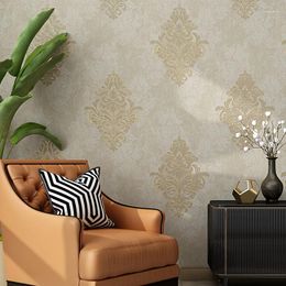 Wallpapers European-style Damascus Non-woven Wallpaper Rotary Screen Printing 3D Three-dimensional Bedroom Living Room TV Background Wall