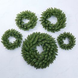 Christmas Decorations 30/40/50/60cm Green Pine Artificial Plants Christmas Decorations Hanging Wall Xmas Christmas Party Home Decor Round Garlands 231027