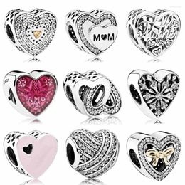 Loose Gemstones Original Pave Lavish Heart Mother & Son Bond With Crystal Bead Charms Fit Europe Bracelet 925 Sterling Silver DIY Jewelry