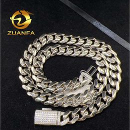 Wholesale Hip Hop Jewellery Luxury 12mm Moissanite Clasp Solid Sterling Silver Miami Cuban Link Chain Necklace for Men