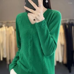 Women's Sweaters Autumn Winter Pure Wool Sweater Woman V-neck Twisted Jacquard Pullover Casual Knitted Basis Top Cashmere Female Knitwear