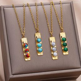Pendant Necklaces Stone For Women Men Gold Color Stainless Steel Necklace Jewelry Female Male Neck Chain Gift 2023