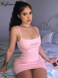 Urban Sexy Dresses Hugcitar Pink Slip Sequined Letter Print Mini Dress Summer Women Fashion Streetwear Stretchy YK Outfits Romper