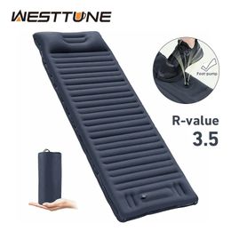 Outdoor Pads Inflatable Mattress with Pillow Ultralight Thicken Sleeping Pad Splicing Built in Pump Air Cushion Travel Camping Bed 231030