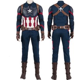 Cosplay Adult Men Carnival Halloween Clothes Endgame Captain Cosplay Costume Super Soldier Steven Rogers Complete Outfit Customizable