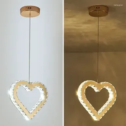 Ceiling Lights LED Crystal Chandeliers Heart-shape Pendant Lighting Fixture Modern Hanging For Dining Room Living Bedroom Cafe