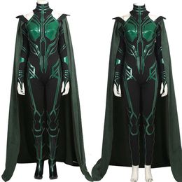 Cosplay Adult Women God Of Dead Hela Jumpsuit Cosplay Costume Green Bodysuit Halloween Party Full Props Suit With Boots